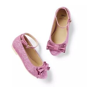 NWT Disney x Janie and Jack Aurora Pink Glitter Ballet Flat Princess Shoes Sz 6